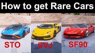 How to get RARE CARS in Forza Horizon 5 SVJ STO SF90 765LT Nevera GTR Nismo F8 22B