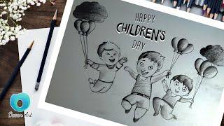 How to draw childrens day drawing  childrens day  Happy Childrens Day Drawing