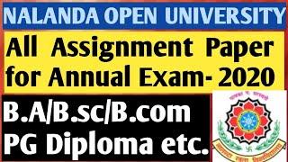 NOU All Assignment Questions Paper Announced  NOU assignment questions Paper for annual exam 2020