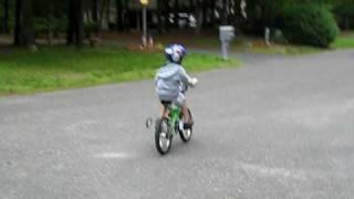 Connor riding bike with no training wheels - part 1