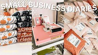 SMALL BIZ VLOG  how to make sweatshirts at home heat press unboxing preparing for launch