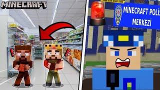 ARDA VE RÜZGAR GİZLİCE MARKETTE KALIYOR KEREM KOMİSER YAKALIYOR  - Minecraft Zengin Fakir