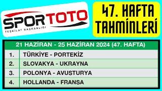 Spor TOTO Tahminleri 47. HAFTA - bahis iddaa taktik oran yorum canlı maç futbol analiz banko kupon