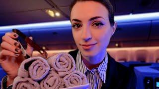 ASMR  Luxury International Flight Attendant Experience  Overnight Flight