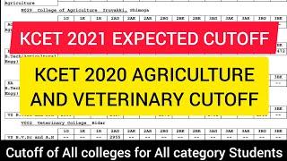 KCET 2021 AGRICULTURE AND VETERINARY PREDICT CUTOFF  KCET AGRICULTURE PREVIOUS YEAR CUTOFF  KCET