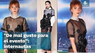 Por usar vestido transparente en estreno de película critican a Natalia Tellez