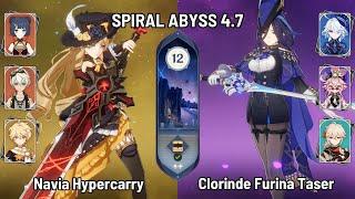 C0 Navia Hypercarry  C0 Clorinde Furina Taser  Spiral Abyss 4.7 Floor 12  Genshin Impact