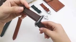 Quick Release Watch Band 18mm 20mm 22mm 24mm Genuine Leather Watch Strap Black