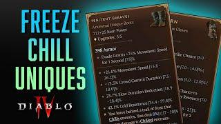 FreezeChill UNIQUE Items Penitent Greaves & Frostburn  Diablo 4