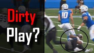 Player twists Justin Herberts injured ankle  New Orleans Saints Vs Los Angeles Chargers