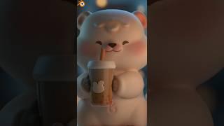 Bubble Tea Bear  #cute #3D #timelapse