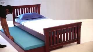 Trundle Bed- Shop Kendra Trundle Bed online in mahogany Finish @ Wooden Street