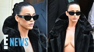 Katy Perry Goes TOPLESS Under a Fur Coat at Paris Fashion Week Show  E News