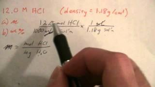 Percent & molality from Molarity 1 of 2