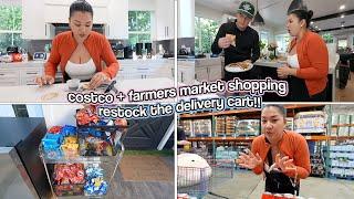 COSTCO & FARMERS MARKET SHOPPING restocking the delivery cart