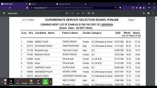 PSSSB Librarian Result 2022 Out - Download PSSSB Librarian 2022 Merit List PDF