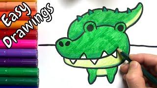 How to Draw Crocodile Easy  Simple Drawings