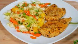 Savoy cabbage carrot mango salad With an ingenious dressing nothing is left to be desired