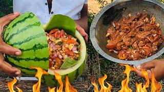 Juicy Surprise Cooking Chicken Inside a Watermelon   Village Food Srilanka