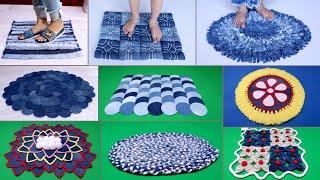 10 Beautiful Doormat Making  Old Clothes Reuse Idea  Jeans Handmade Things