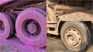 Washing a truck with strawberry milkshake 