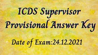 ICDS  Supervisor Provisional Answer KeyKerala PSCpdf download