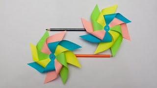 Как сделать ветряную Вертушку оригами из бумаги  Paper Windmill - How to make DIY Pinwheel