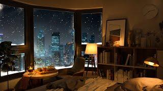 Smooth Jazz Piano Music in Cozy Bedroom - Relaxing Jazz Music for Sleep Study Focus Work