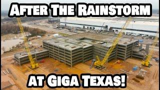 GIGA TEXAS AFTER THE DOWNPOUR - Tesla Gigafactory Austin 4K  Day 12224 - Tesla Terafactory Texas