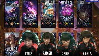 T1 Play URF Together Vs SilversUnranked - Faker  Zeus  Oner  Keria