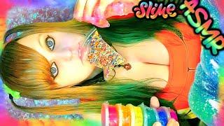 ASMR  SLiME KiT  Rainbow Beads Slime DIY Slime Shiny Slime Glitter Slime Plastic Sounds Fun 