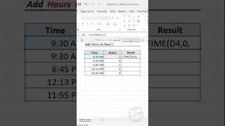 Add Hours to Time in Excel