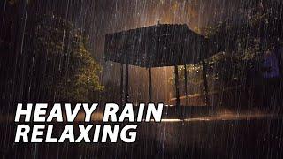 Listen & Sleep Instantly with Heavy Rain and Thunder on Roof of Cabin at Night