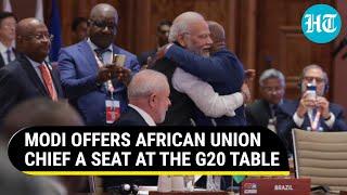 G20 Summit PM Modi Hugs African Union Chief Amid Thunderous Applause By World Leaders  Watch