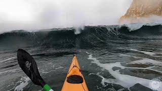 Ducking Very BIG Waves With Kayak Turtle Rolls