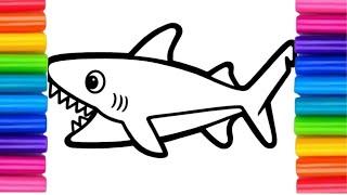 Lets learn how to draw &paint alphabets in glitter shark Drawing & Coloring for Toddlers & Kids