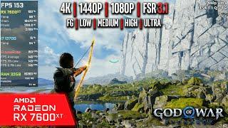 RX 7600 XT  God of War Ragnarok - 4K 1440p 1080p FSR 3.1 FG - Ultra High Medium Low