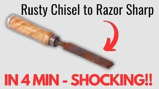 Renew the most severely rusted bench chisel in 4 minutes ON A BUDGET