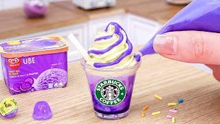 PERFECT Amazing Homemade Miniature Starbucks Purple Frappuccino Recipe  ASMR Cooking Mini Food