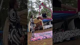 Aerial yoga demonstration