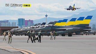 Ukrainian F-16 EA-18G and F-35 Fighter Jets pilot Emergency Takeoff at Starokostiantyniv Air Base