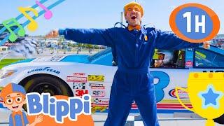 Race Car Song  1 Hour of BLIPPI Racing songs and More  Educational Songs For Kids