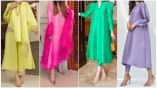 Stylish & Trendy Silk Dress Design Silk Designer Dresses Silk Suit Party Wear Plain Dress Design