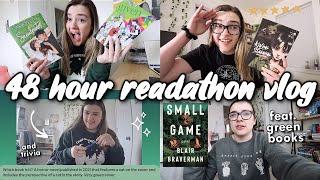 48-hour readathon vlog reading books with green on the cover  Screaming Color readathon