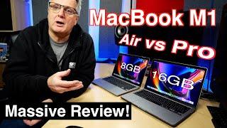 MacBook Air M1 vs MacBook Pro M1 2021. 8GB vs 16GB. Full review and real performance demos.