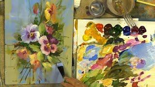 Painting a Vibrant Pansy Bouquet