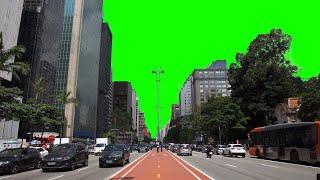 Free City Buildings Road Traffic People Green Screen Background FREE 4k Video Effect