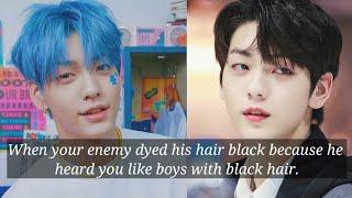 TXT Soobin when your enemy dyed his hair black because he heard you like boys with black hair FF