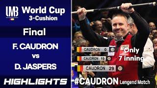 Bursa World Cup 3-Cushion 2017 Final - Frédéric CAUDRON BEL vs Dick JASPERS NED. HL