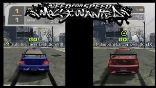 Mitsubishi Lancer Evolution VIII VS Mitsubishi Lancer Evolution IX NFS Most Wanted Drag Race